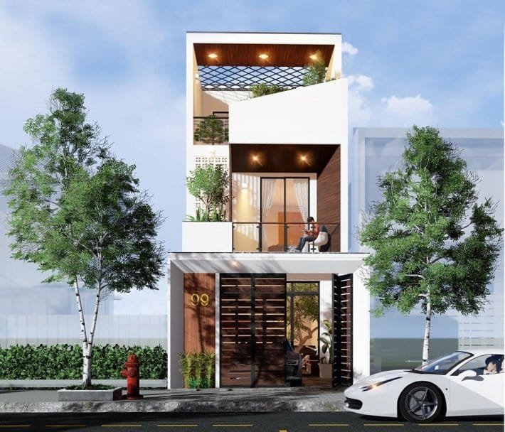 Mẫu nhà phố 2 tầng 4 phòng ngủ đẹp - Thiết kế số 1