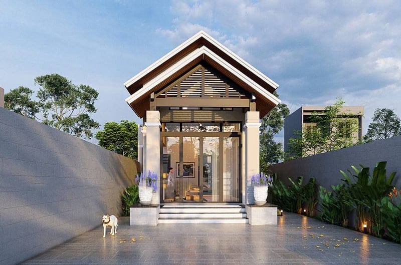 Top 30 thiết kế nhà ống 1 tầng độc đáo, ấn tượng Nhà ống 1 tầng mái chữ A hiện đại