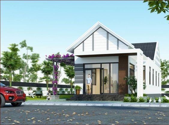 mẫu nhà cấp 4 mái Thái có sân vườn đẹp, phù hợp với các gia đình ở nông thôn