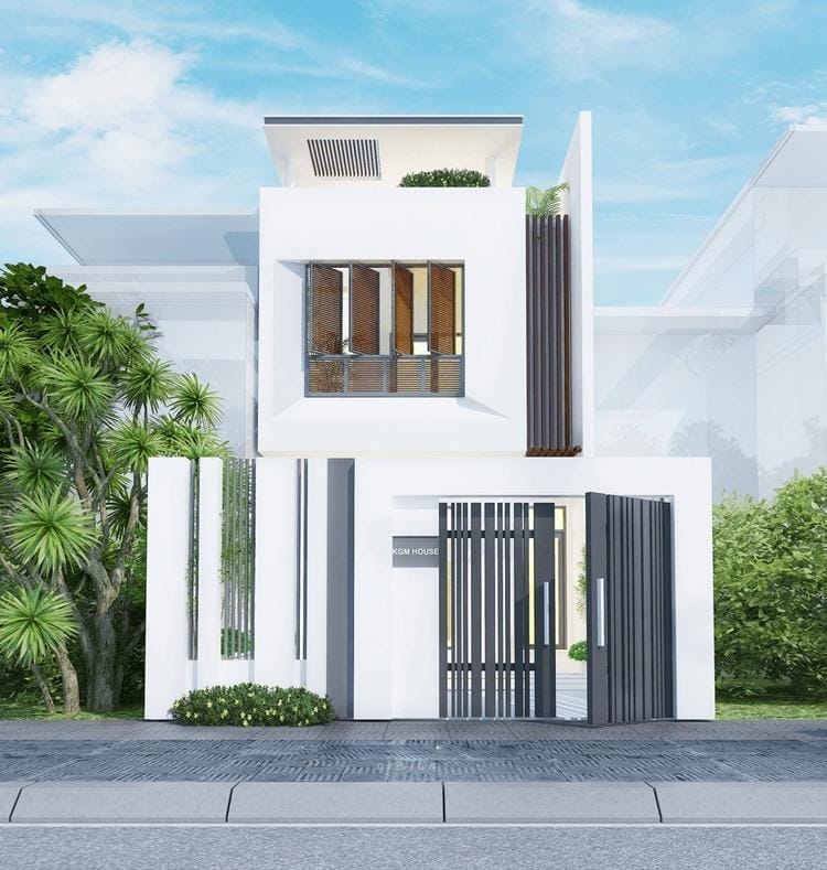 Mẫu nhà ống 2 tầng 4 phòng ngủ hiện đại, chi phí thấp 