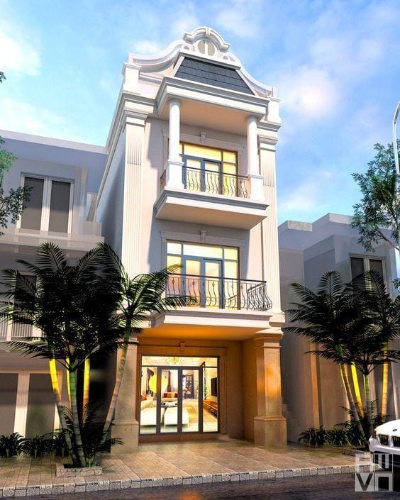mẫu nhà ống 3 tầng đẹp tân cổ điển