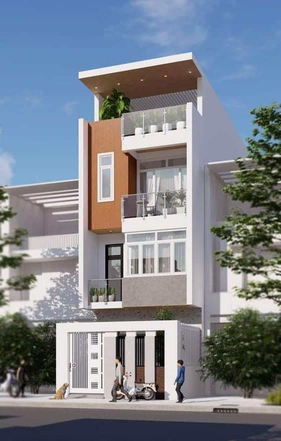 mẫu nhà ống 3 tầng mái băng hiện đại