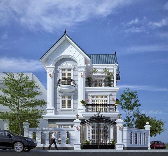 mẫu nhà ống 3 tầng mái Thái