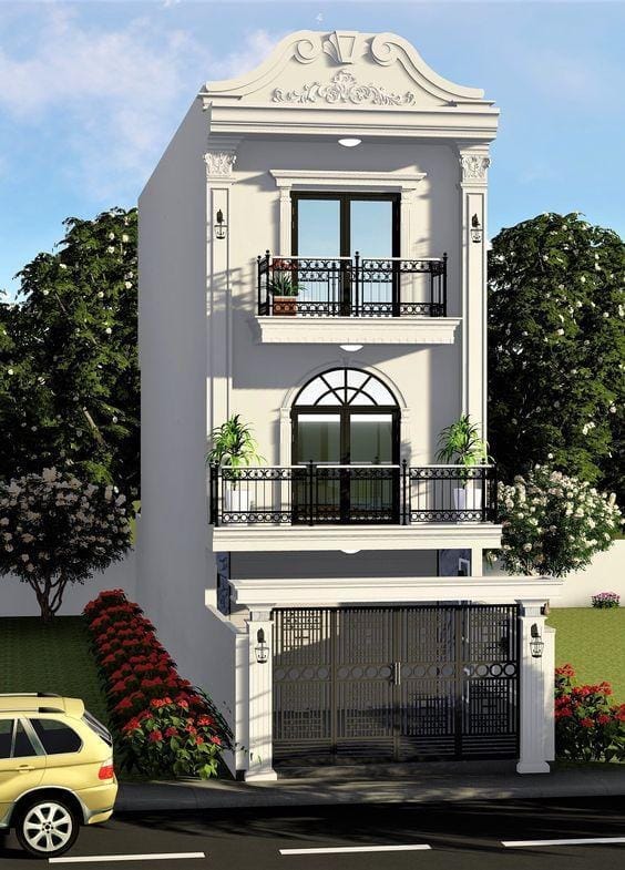 Mẫu nhà ống 3 tầng tân cổ điển đẹp