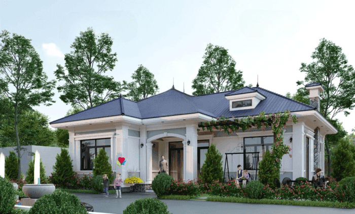 Mẫu nhà vườn mái Nhật 1 tầng đẹp, hiện đại, tiện nghi, xu hướng mới nhất 2024