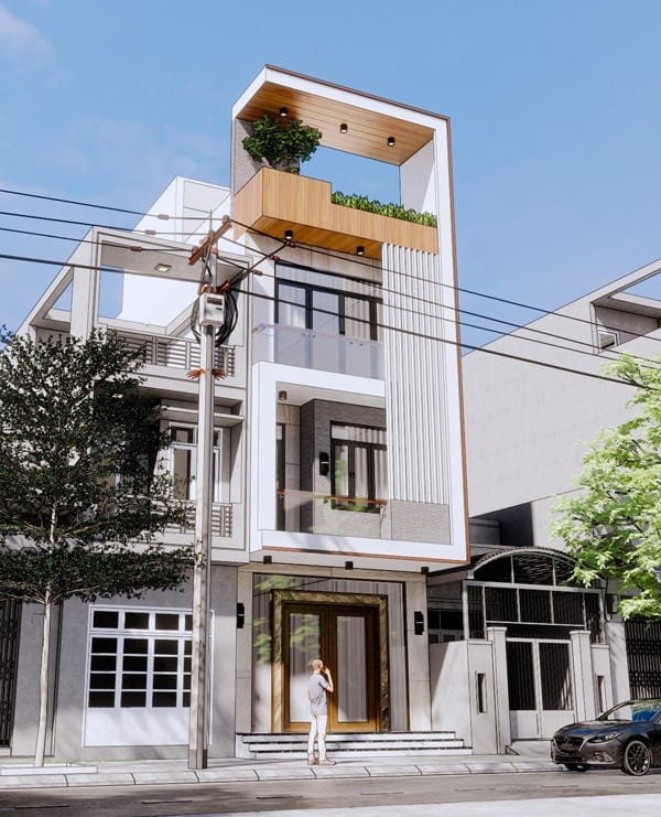 Nhà phố 4 tầng hiện đại thiết kế hình khối độc đáo