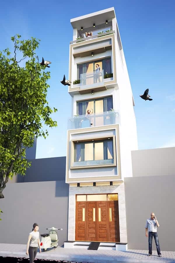 Thiết kế mẫu nhà phố có tum 4 tầng