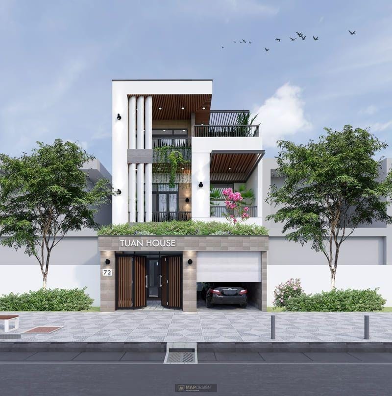 thiết kế nhà ống 3 tầng mặt tiền 7m đẹp